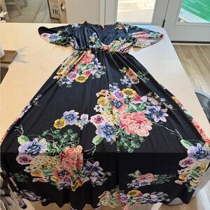 Beeson River Maxi Dress - Black with Colorful Floral Design